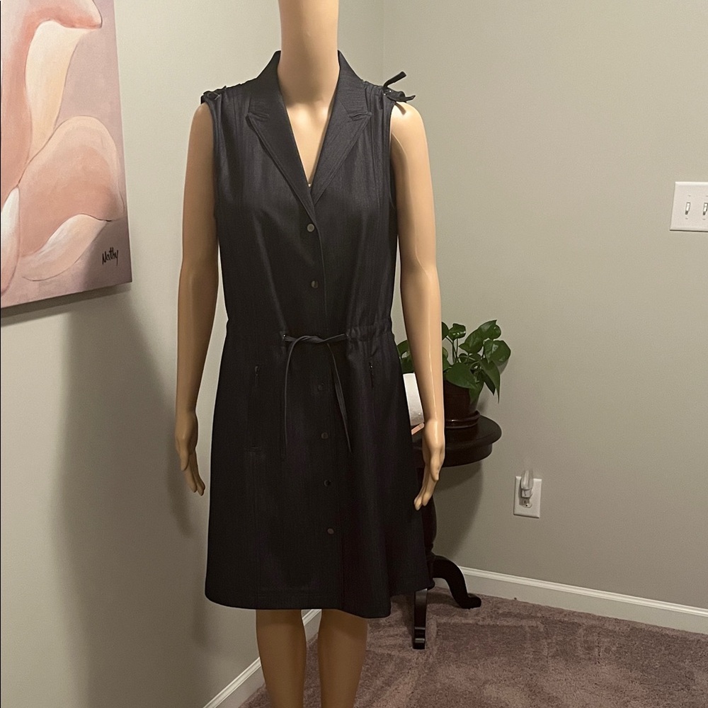 Calvin Klein Blue Sleeveless Tie-Waist Dress
